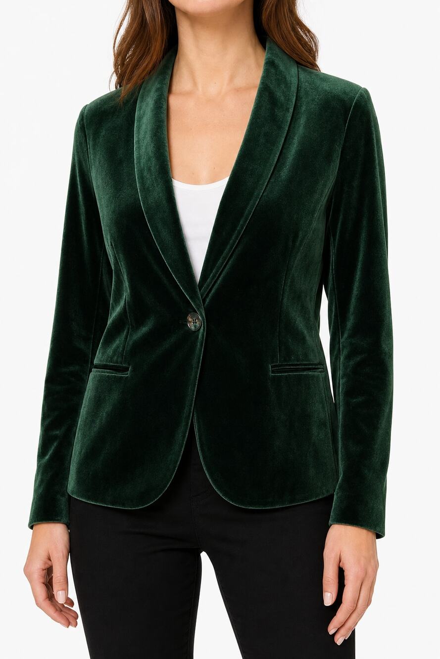 Allegra K Women's Emerald Green Velvet Shawl Collar Blazer XL NWT Holiday Party
